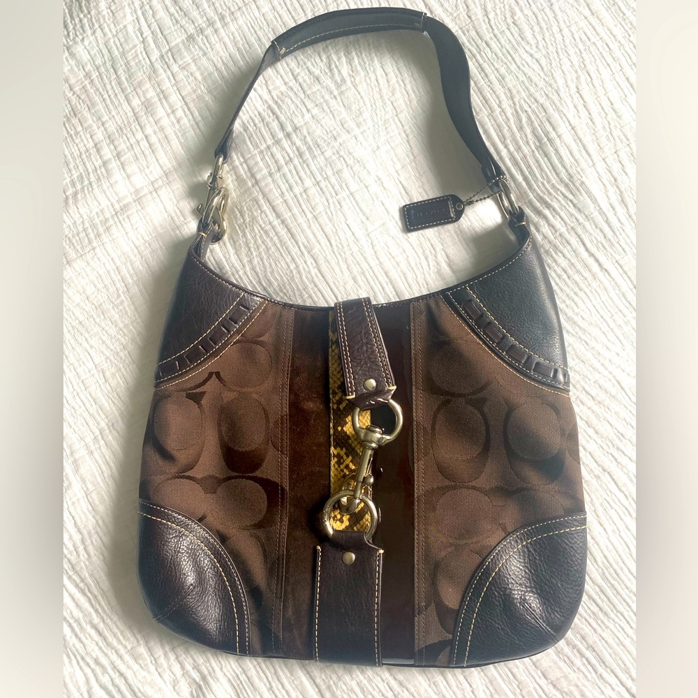 Coach Hampton Signature Python Hobo Bag
